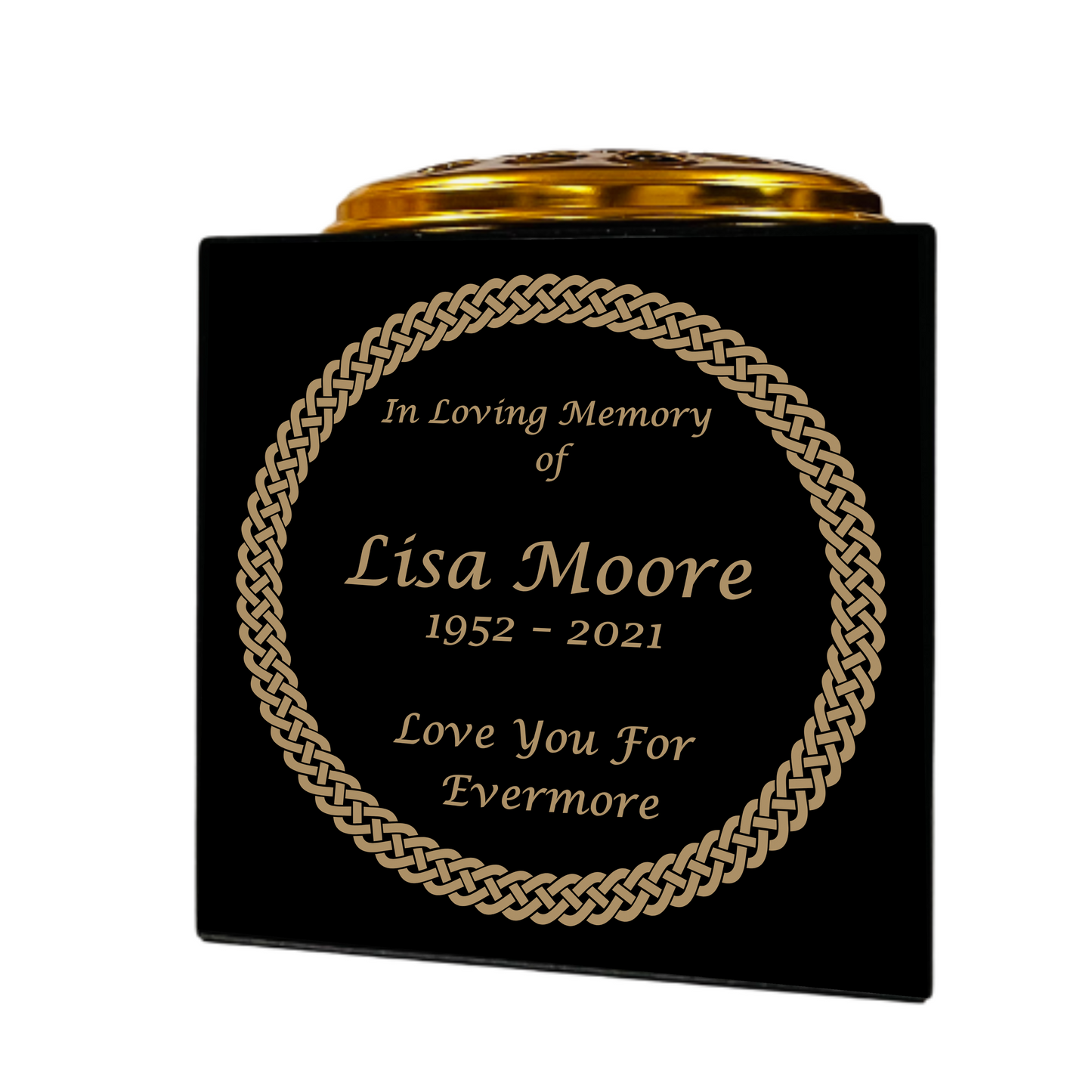 Granite Memorial Vase- Solid Granite – Free Personalised Gold Engraving, Celtic knot 1 – Includes Metal Flower Pot Insert