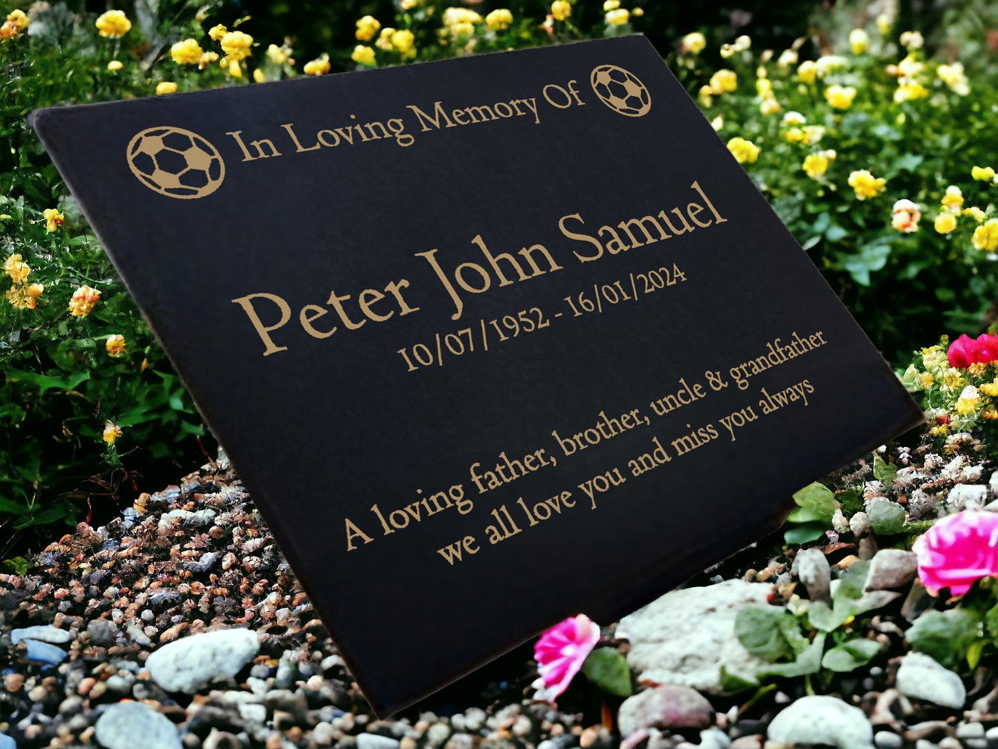 Granite Memorial Plaque, Football, Stand Included