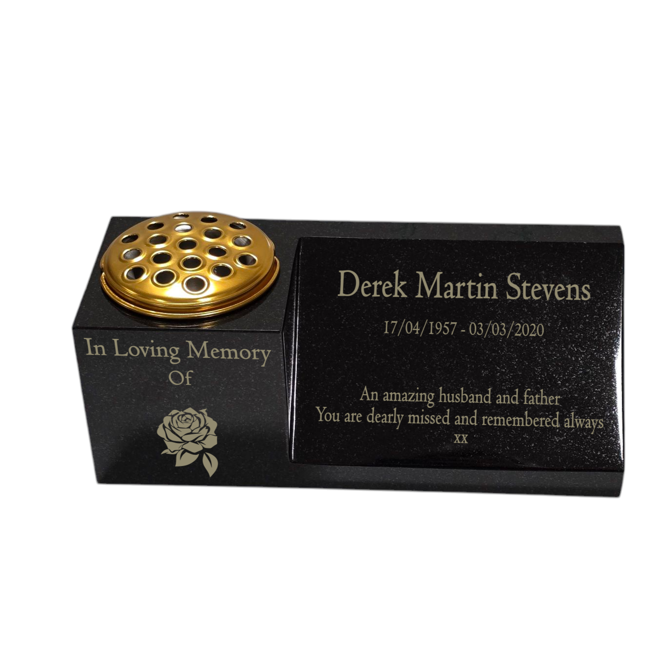 Granite Memorial Vase and Plaque Combination, Solid Granite, 16x6x6inchs, 20KG, Includes Flower Pot Insert
