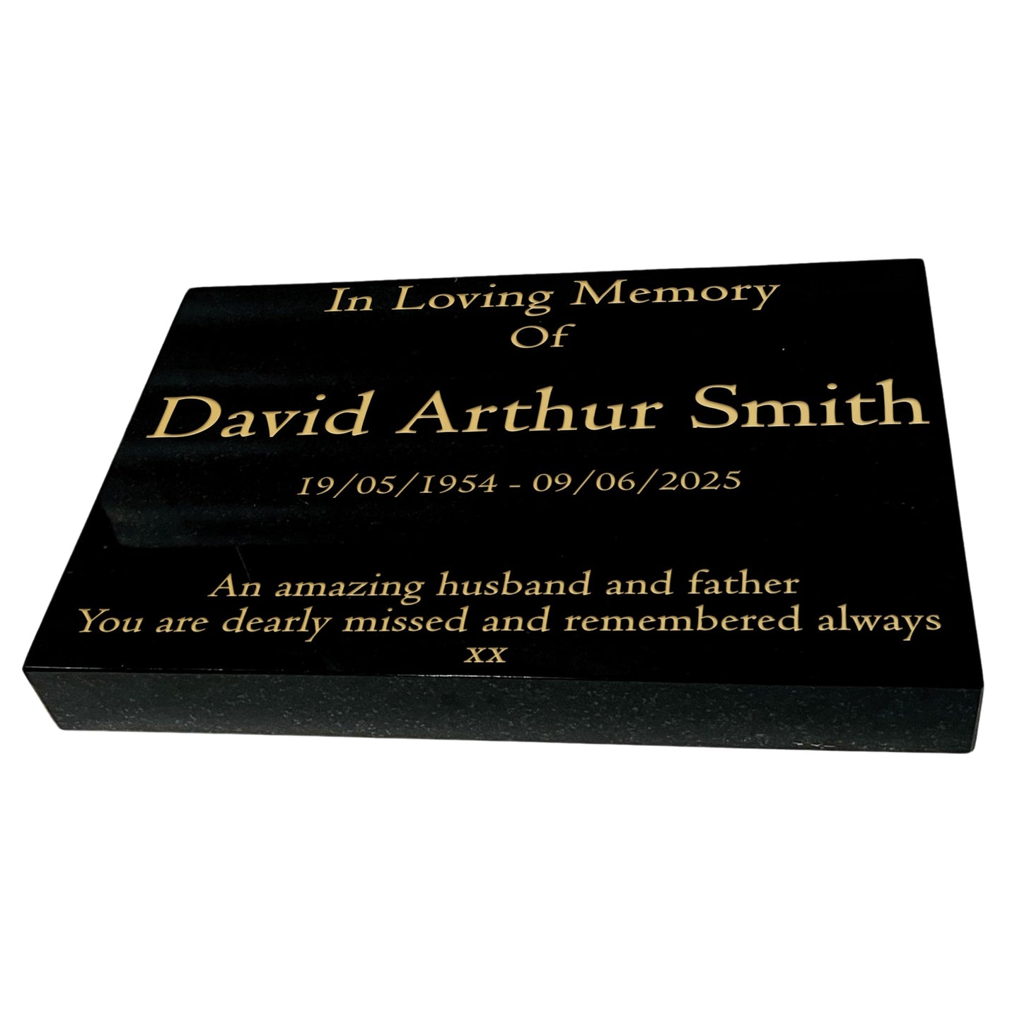 Granite Memorial Tablet-Large & Extra Large Sizes– Premium Polished Black Stone – Free Personalised Gold Engraving