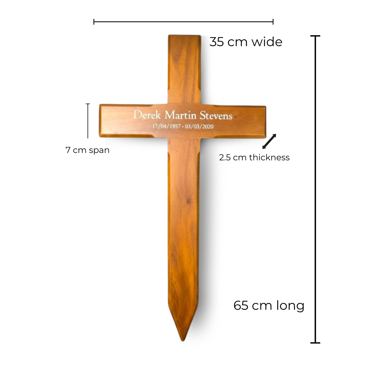 Personalised Mahogany Memorial Cross – Durable Wooden Grave Marker for Outdoor Use