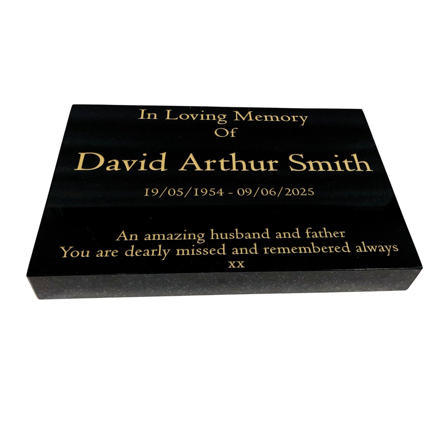 Granite Memorial Tablet-Large & Extra Large Sizes– Premium Polished Black Stone – Free Personalised Gold Engraving
