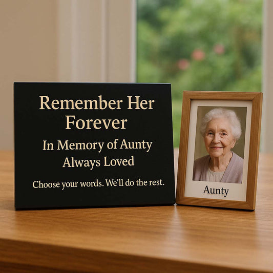 Personalised Granite Memorial Plaque with Stand - Built To Last Forever Aunty
