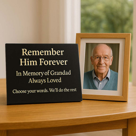Personalised Granite Memorial Plaque with Stand - Built To Last Forever Grandad